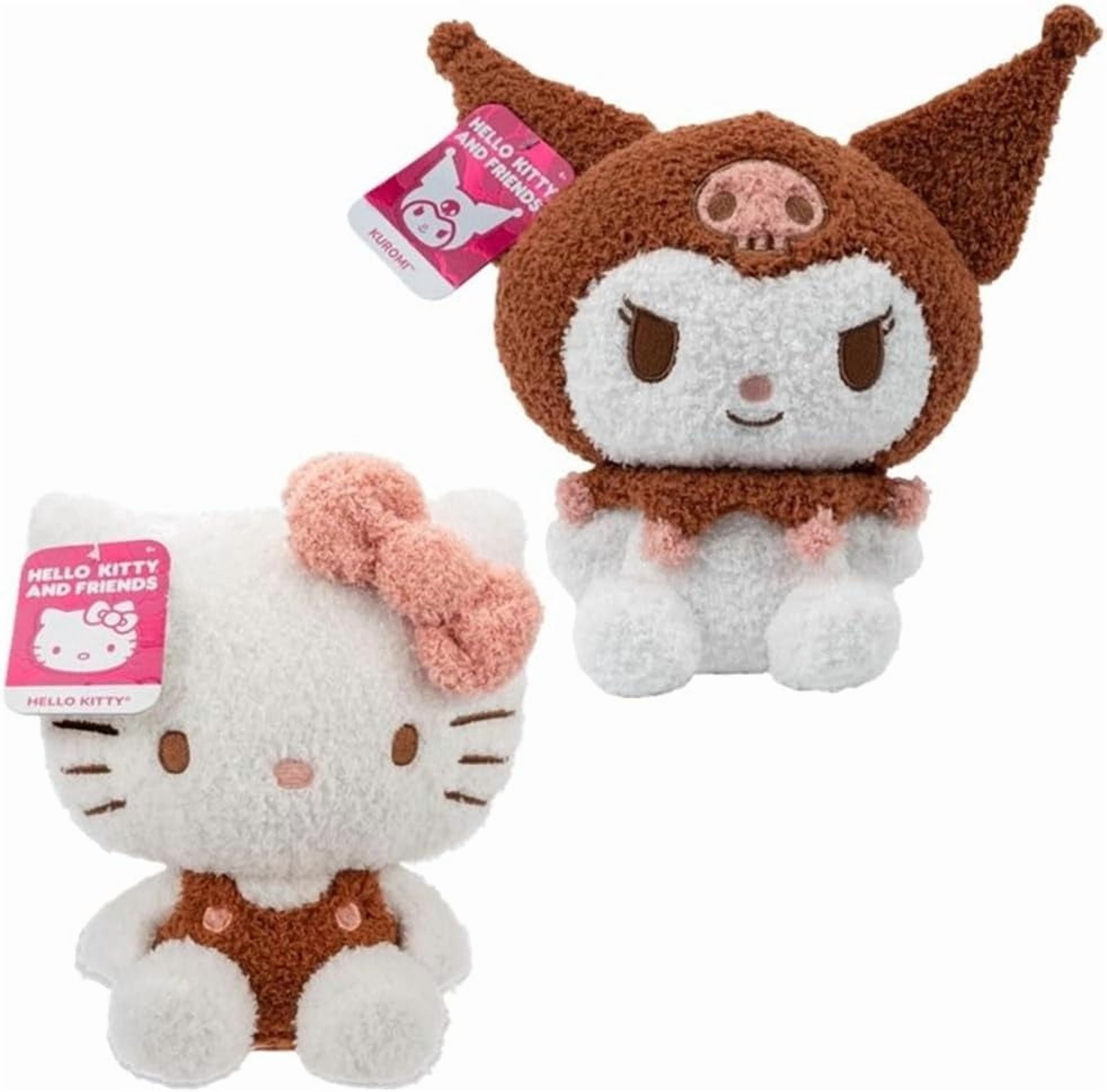 Hello Kitty and Kuromi 8" Velveteen Plush 2-Pack - Officially Licensed Sanrio - Cute Soft Doll Stuffed Animal Toy Figures - Great Gift for Kids, Boys, Girls - 2+