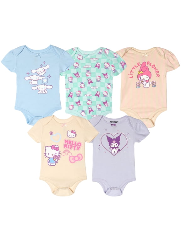 Kuromi Cinnamoroll 5 Pack Bodysuits Newborn to Infant