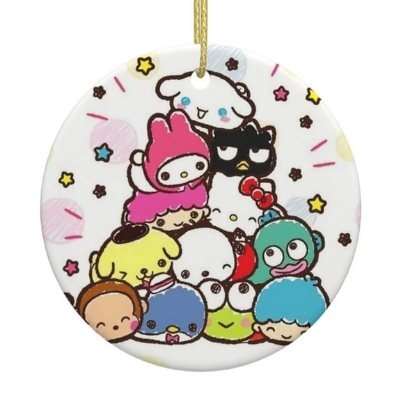 Hello-Kitty Kuromi Melody Cinnamoroll Christmas Tree Ornaments,Christmas Tree Decorations,Christmas Ornaments,Funny Christmas Decorations,Ceramic Hanging Ornament,1 PCS