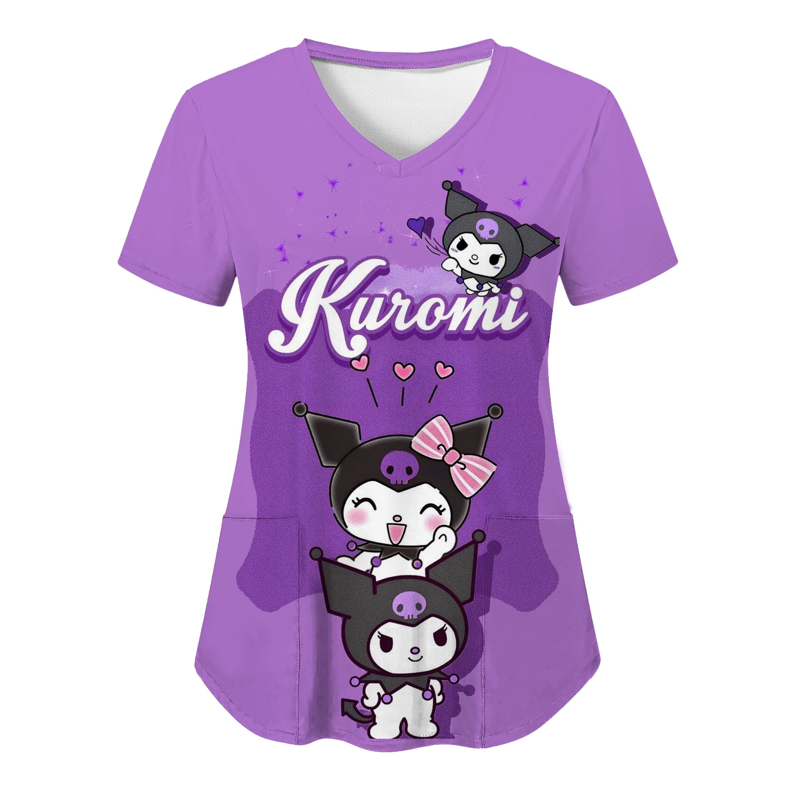 Hello Kitty Kuromi Sanrio Woman Clothing 3D Print T-shirt Pocket ...