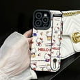 thumbnail image 1 of Hello Kitty Kuromi Wrist Strap Holder Case for iPhone 15 14 11 Pro Max 13 12 XR XS X 8 7 Plus SE 2020 Vertical Stripe Back Cover, 1 of 6