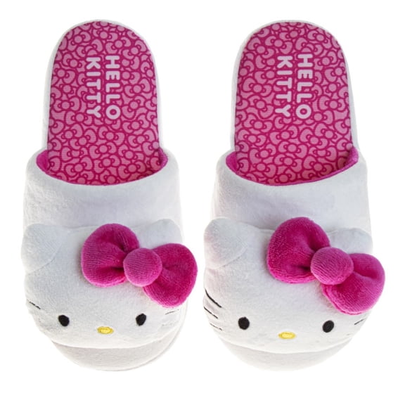 Hello Kitty Ladies Dual Sizes Slipperswhite Fuchsia, Size: 7-8