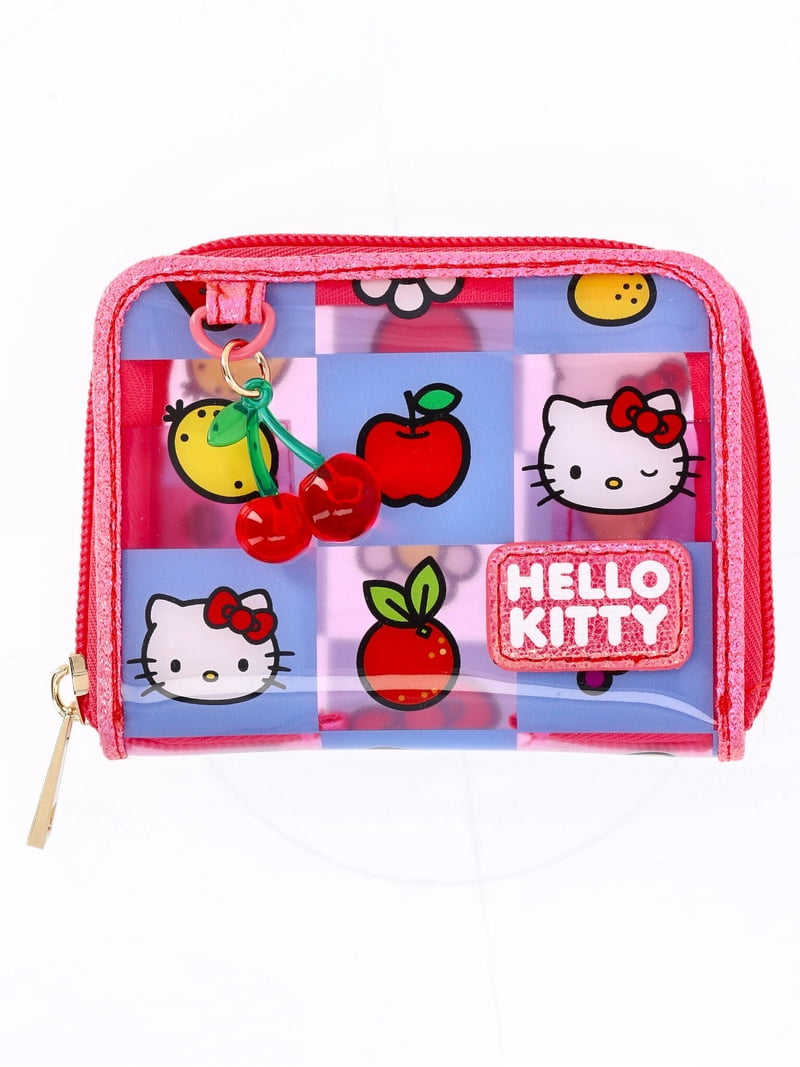 Sanrio Hello Kitty Women's Clear Checkered Wallet with Cherry