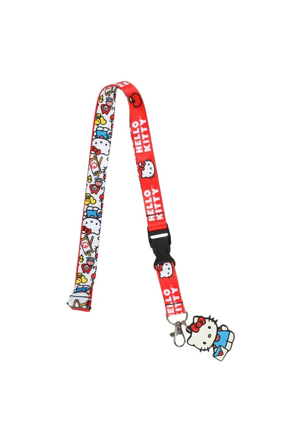 Hello Kitty Breakaway Rubber Charm and ID Sleeve Lanyard