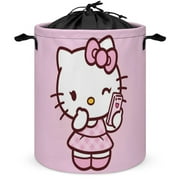 Hello Kitty Laundry Basket Organizer, Collapsible Laundry Hamper Fabric Clothes Toy Storage Basket Nursery Hamper Storage Bin for Household Bedroom, Bathroom, College Dorm