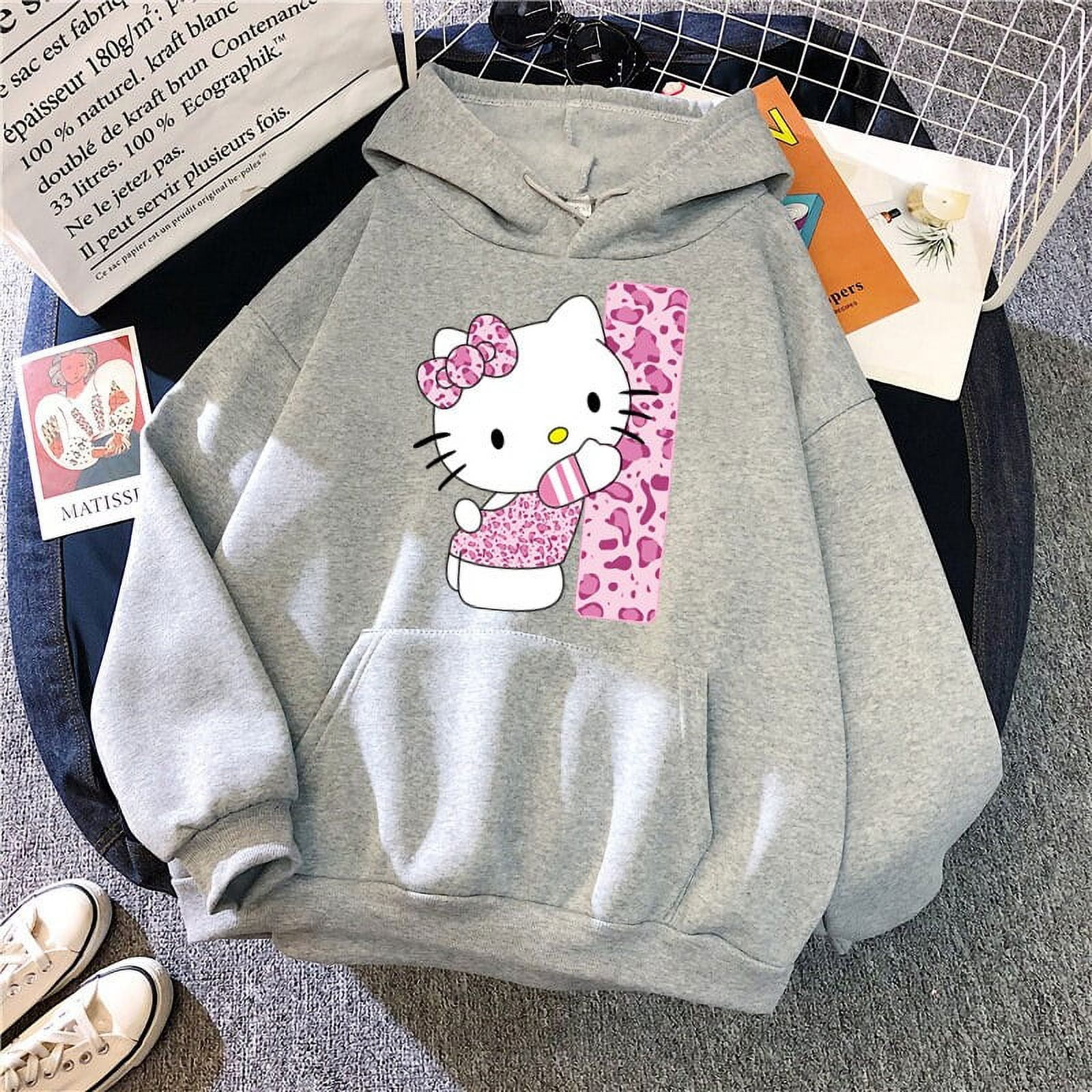 Hello Kitty Letter A-Z Warm Hoodie Sanrio Autumn Hooded Sweater Winter ...