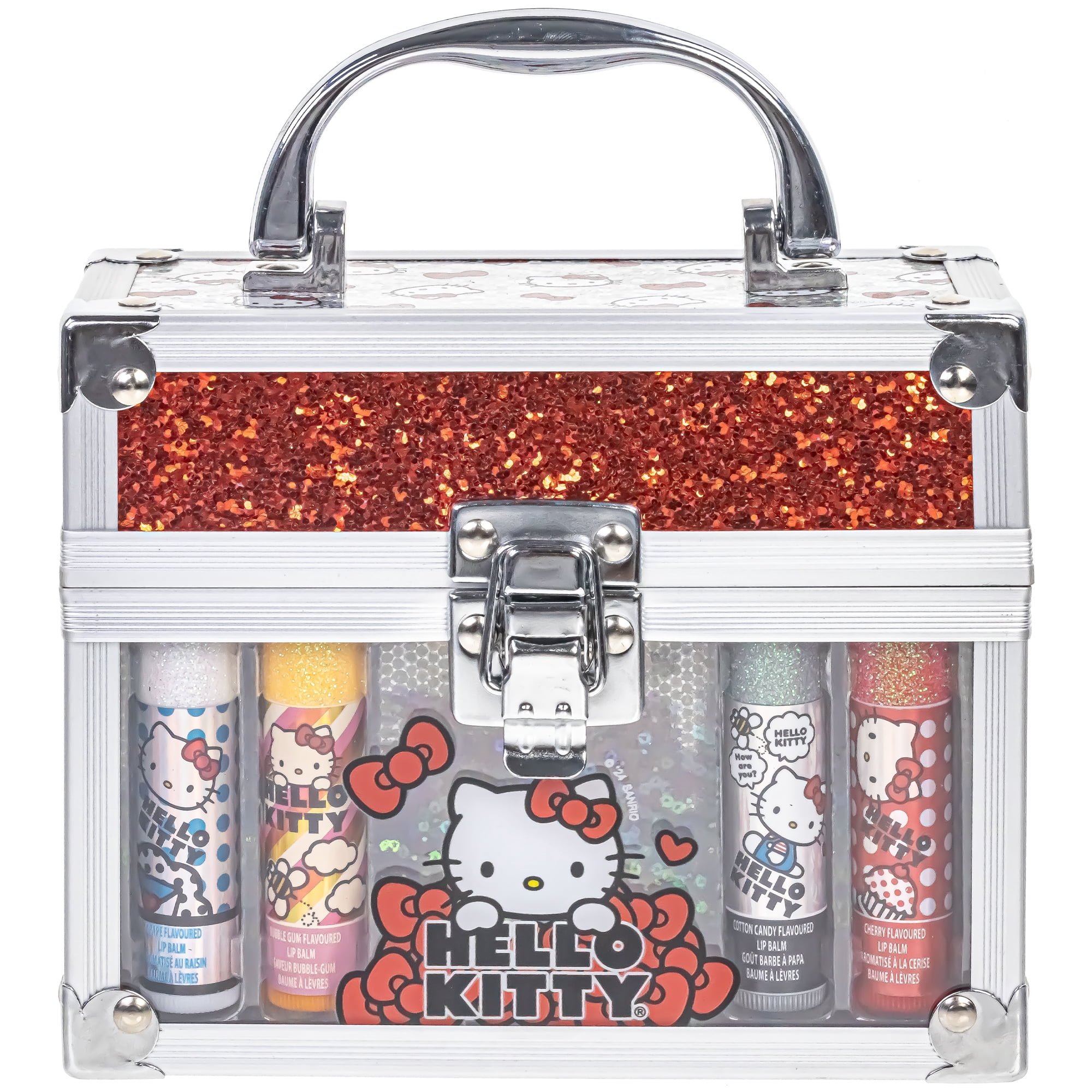 Hello Kitty Lip Balm Set In Mini Train Case, Townley
