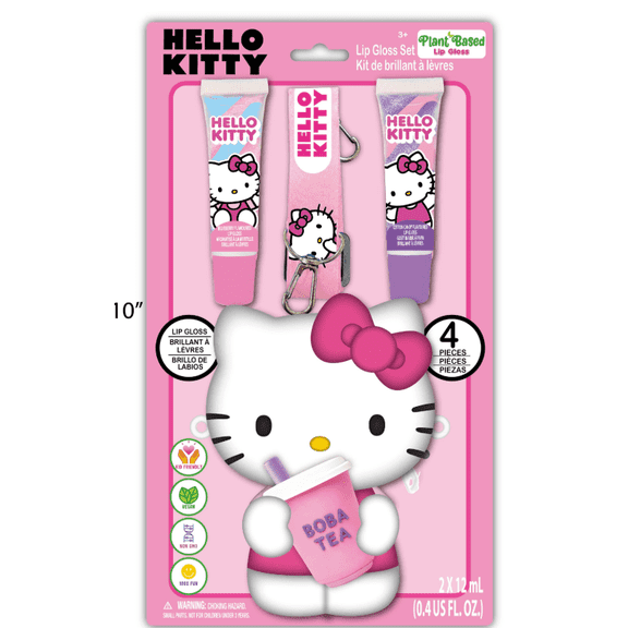 Hello Kitty 2 Pack Kids Lip Gloss, 1 Mini Bag with Strap, Great for Birthdays, Stocking Stuffers, Holidays, for Girls Ages 3+ by Townley Girl