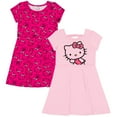 Hello Kitty Moving Sticker Hello Kitty Little Girls' 2-Pack Short Sleeve Skater Dresses Fuchsia ...