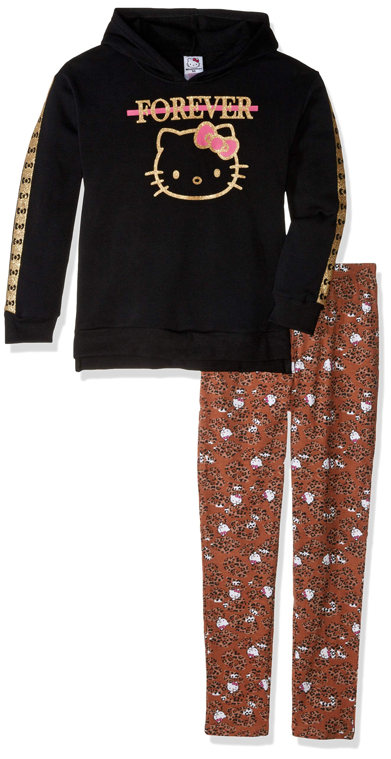 Hello Kitty Little Girls 2 Piece Sweatshirt and Pant Legging Set, Black, 5