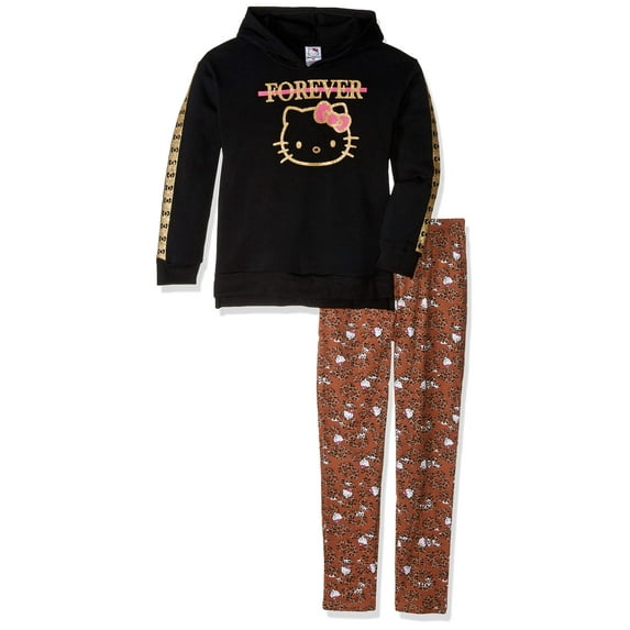 Hello Kitty Little Girls 2 Piece Sweatshirt and Pant Legging Set, Black, 6X