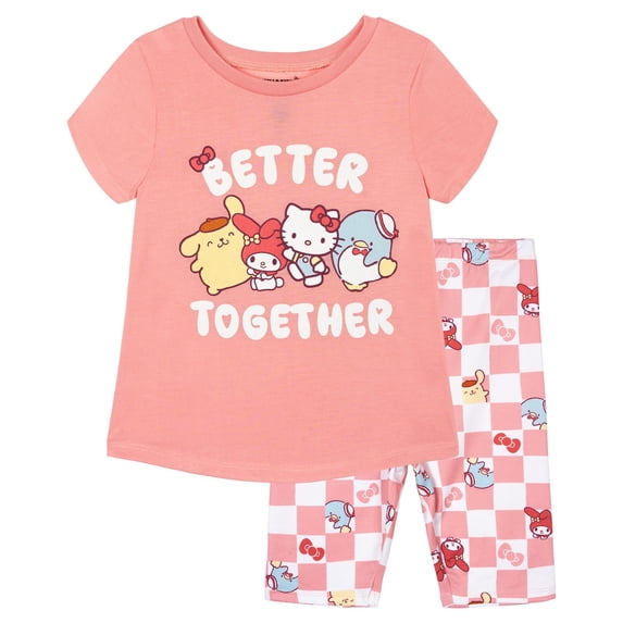 Hello Kitty Little Girls' 2-Piece T-Shirt and Bike Shorts Set Pink