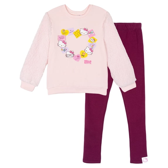Hello Kitty Little Girls' Fleece Sweatshirt and Leggings Set Pink Plum