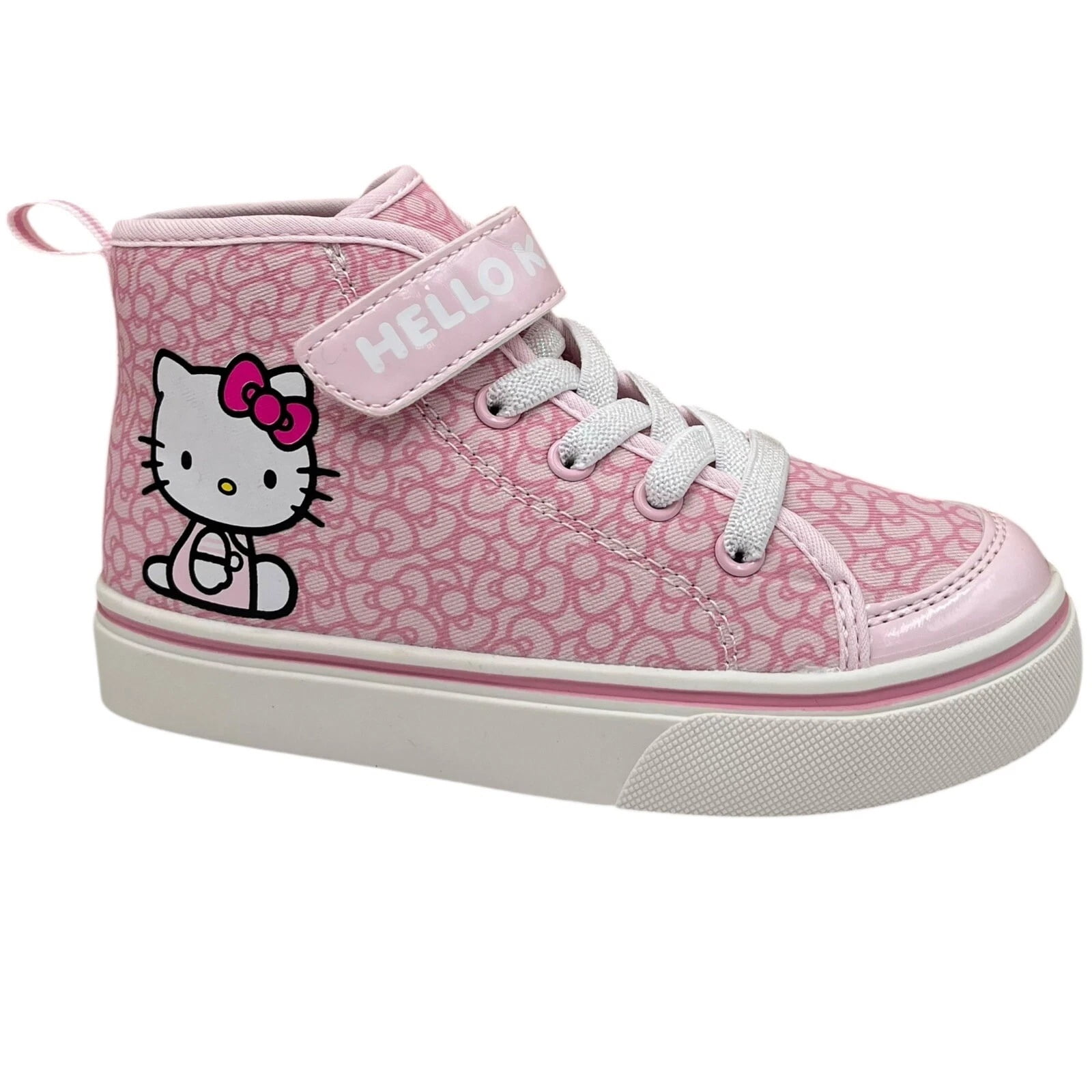 Hello Kitty Little Girls High Top Slip-on Sneaker Size 1Y Pink-White Lightweight