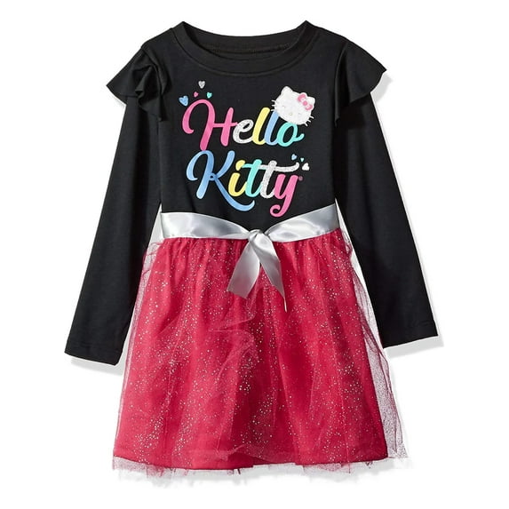 Hello Kitty Little Girls' Long Sleeve Tutu Dress, Sizes 4-6x