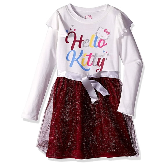 Hello Kitty Little Girls' Long Sleeve Tutu Dress, Sizes 4-6x
