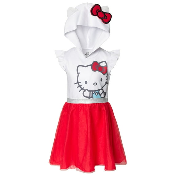 Hello Kitty Little Girls Mesh Cosplay Tulle Dress Little Kid to Big Kid