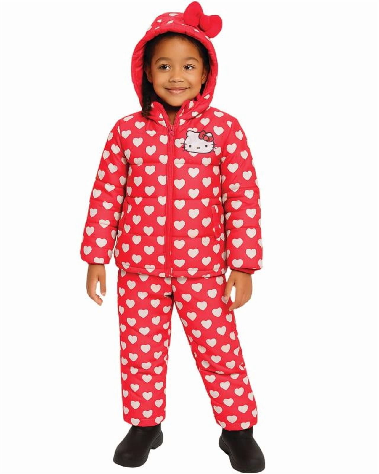 Hello Kitty Little Girls' Ski Set - 2 Piece Ski Jacket and Snow Bib Pants Set for Girls (3T-7)