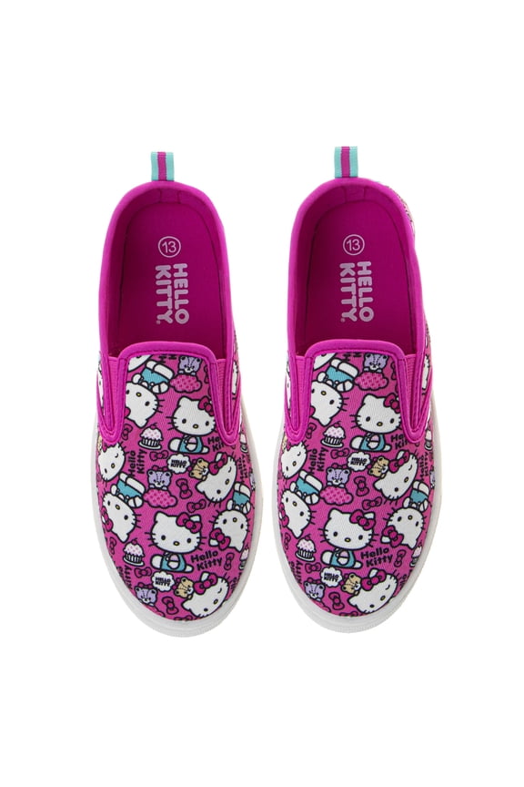 Hello Kitty Little Kids Girls Slip On Canvas Sneakers - Color: Fuchsia, Size: 2