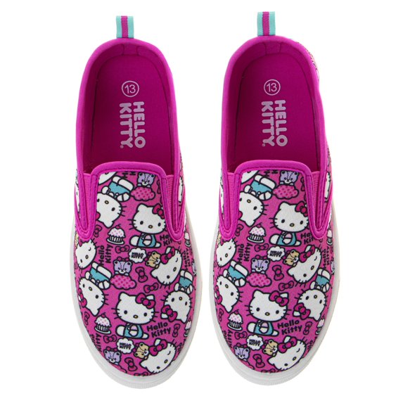 Hello Kitty Little Kids Girls Slip On Canvas Sneakers, Color Fuchsia, Size 2
