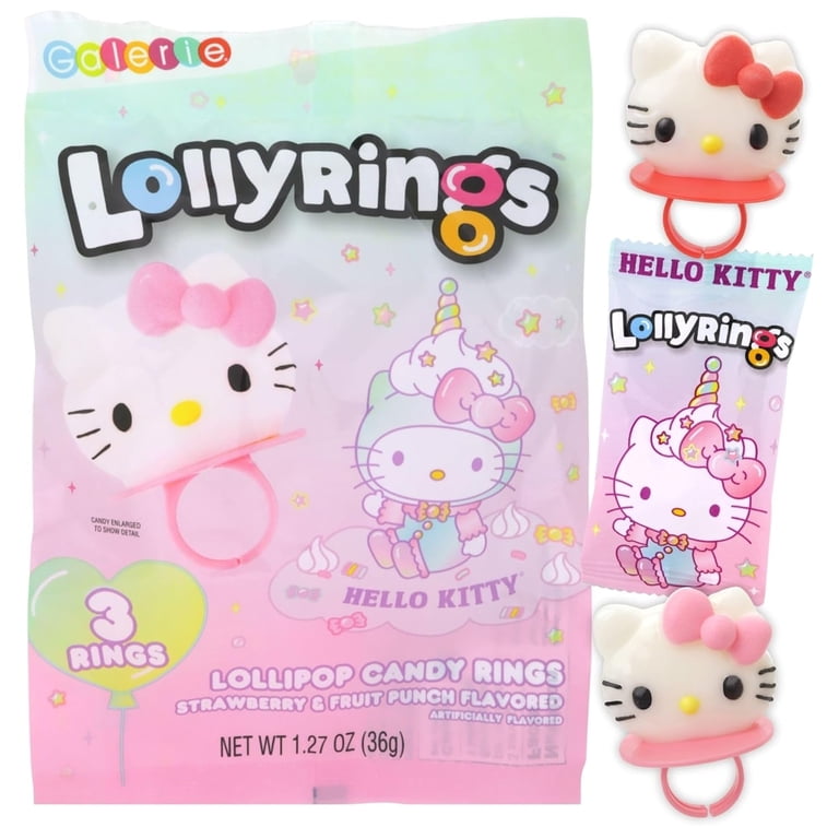 Hello Kitty Lollipop Rings, Themed Birthday Party Candy, 3 Count