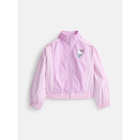 Hello Kitty Girls Full Zip Windbreaker Jacket, Sizes 4-12
