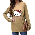 thumbnail image 1 of Hello Kitty Long Sleeve Shirts for Women Casual Crew Neck Basic Fall Tops Loose Fit Comfy Khaki 28Inch, 1 of 5
