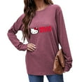 thumbnail image 1 of Hello Kitty Long Sleeve Shirts for Women Casual Crew Neck Basic Fall Tops Loose Fit Comfy Wine pink 25Inch, 1 of 5