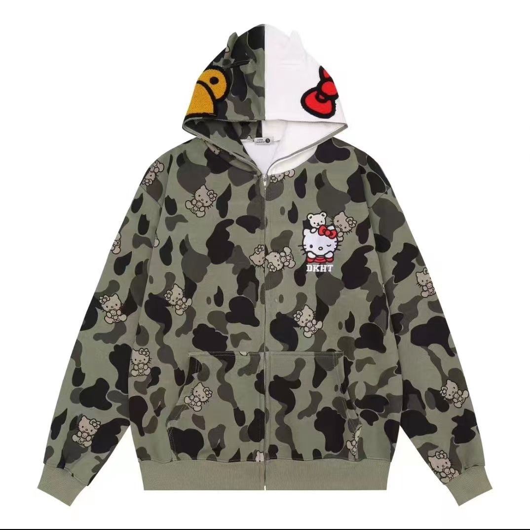 Hello Kitty Hooded Windbreaker Jacket With Ears - Sanrio Licensed For Toddler & Big Kids