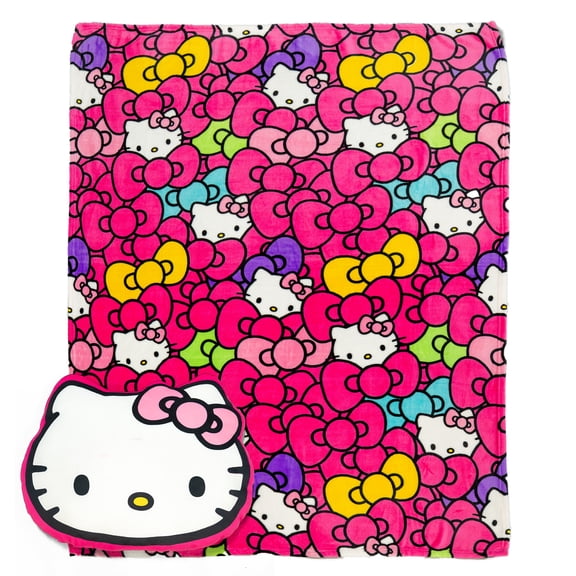 Hello Kitty Lost in the Bows Cloud Pillow & Silk Touch Throw Blanket Set