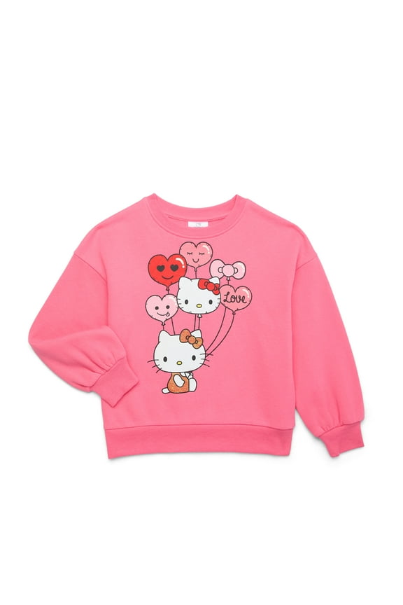 Love Balloons Girls Valentine's Day Fleece Sweatshirt, Sizes 4-16
