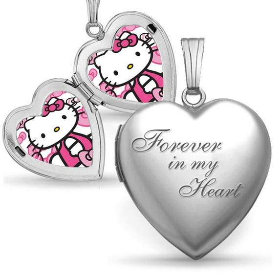 Hello Kitty Love Locket Necklace, Can Hold Photos Polished Locket Necklace Birthday Gift