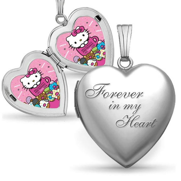 Hello Kitty Love Locket Necklace, Can Hold Photos Polished Locket Necklace Birthday Gift