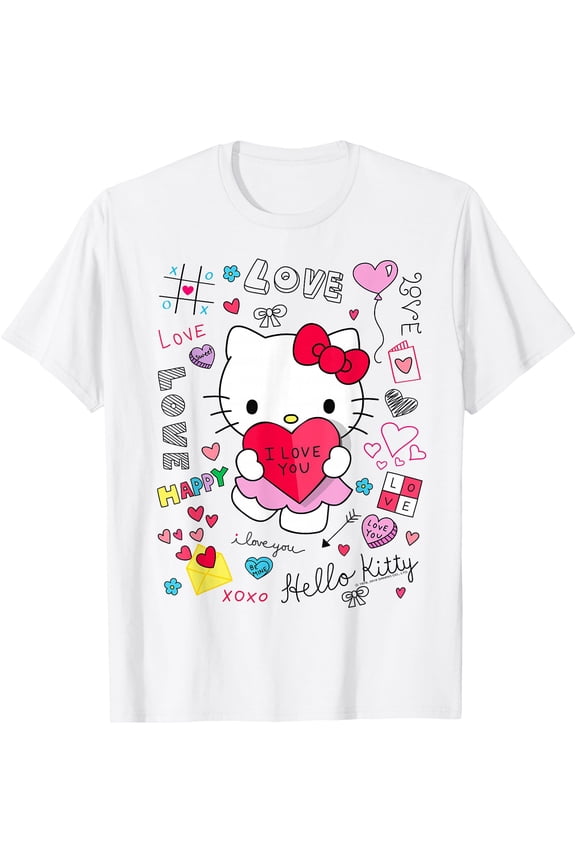 Hello Kitty Love Notes Valentine DTG Print Unisex T-Shirt