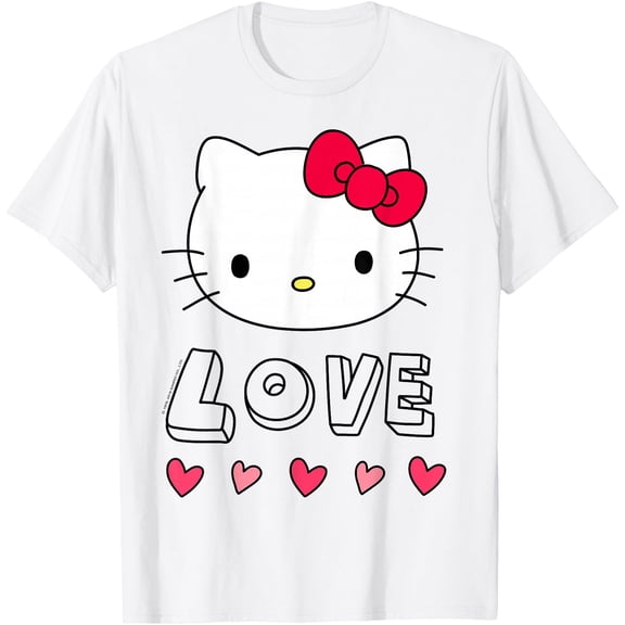 Hello Kitty Love and Hearts Valentine DTG Print Unisex T-Shirt