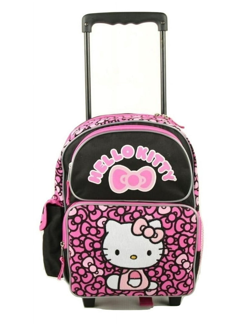 hello kitty 3d wheeled backpack school bag Hello Kitty Lovely Bow Black/Pink Small Rolling Backpack (12 Inch)