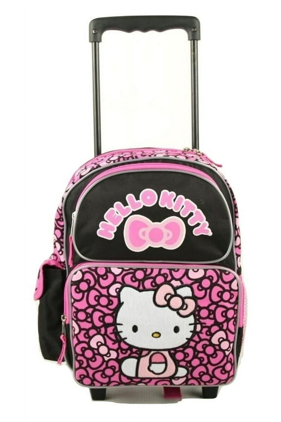 Lovely Bow Black/Pink Small Rolling Backpack (12 Inch)