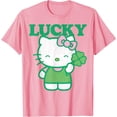 thumbnail image 1 of Hello Kitty Lucky Clover Cute DTG Print Unisex T-Shirt,Light Pink Color,Size M, 1 of 5