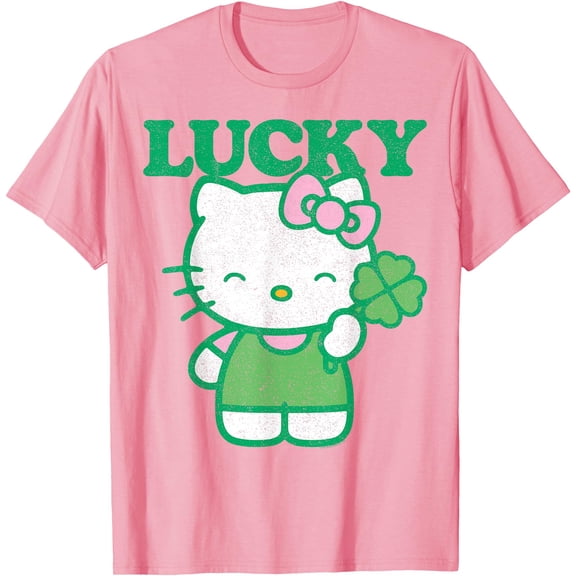 Hello Kitty Lucky Clover Cute DTG Print Unisex T-Shirt
