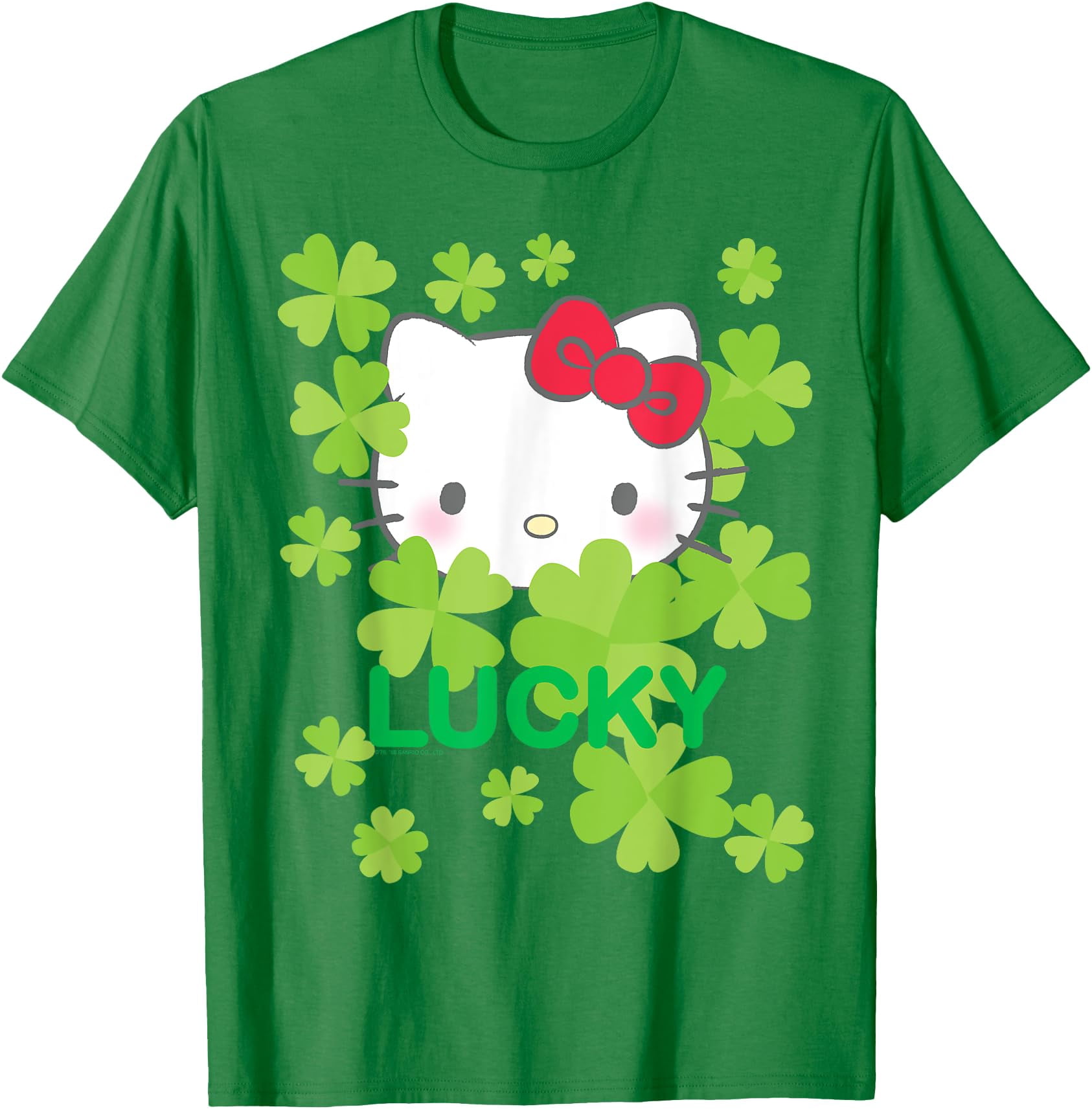 T-shirt à manches courtes Hello Kitty à paillettes pour la Saint-Patrick avec motif graphique