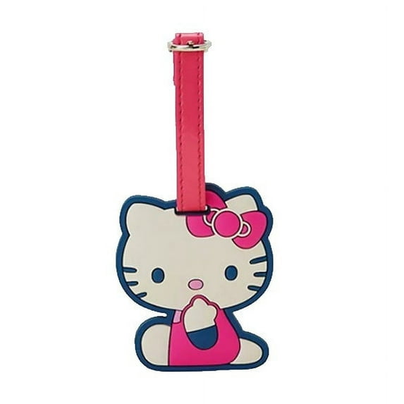 Hello Kitty Luggage Tag Rubber PVC Tag Pink and Navy Broder Travel Luggage Tag