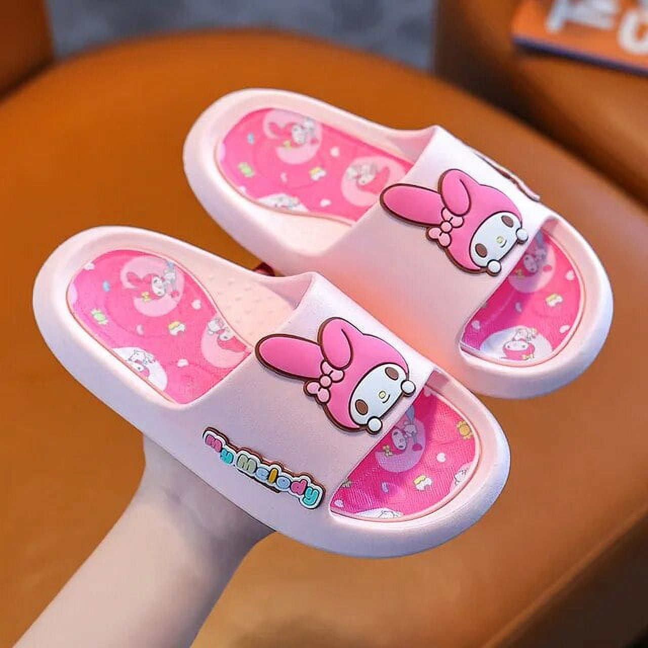 Hello Kitty MINISO Kawaii Kids Slippers Anime Kuromi Girl Summer Soft ...