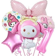 Hello Kitty Melody Birthday Party Decoration Kawaii Party Supplies Pink Bow Balloons Girls Birthday Party Gift Melody Globlos