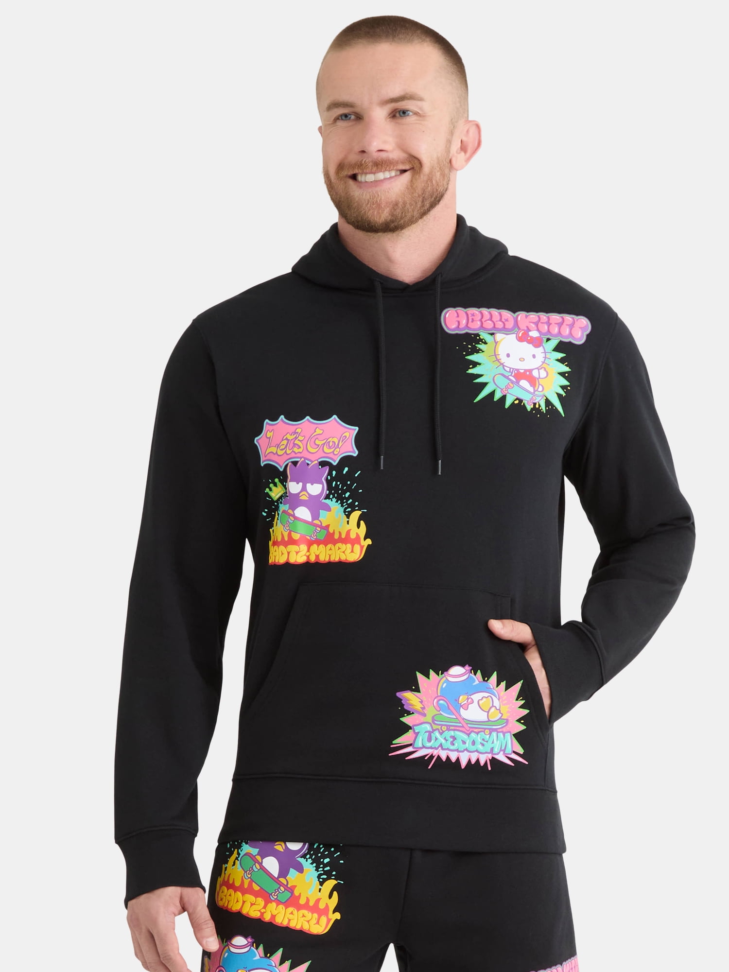 Hello Kitty and Friends Men's and Big Men's Front Back Graphic Hoodie, Sizes XS-3XL