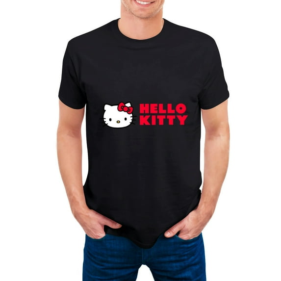 Hello Kitty Men's Crew T-Shirts Hight Quality Cotton Tee, Big & Tall Sizes Available Black 4XL