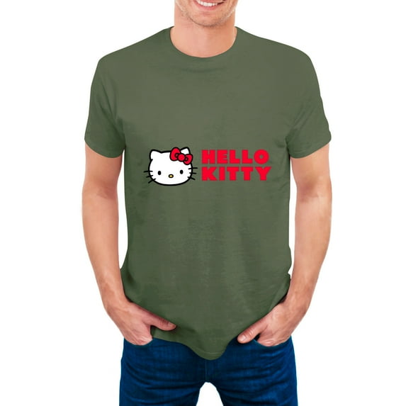Hello Kitty Men's Crew T-Shirts Hight Quality Cotton Tee, Big & Tall Sizes Available OliveDrab 3XL