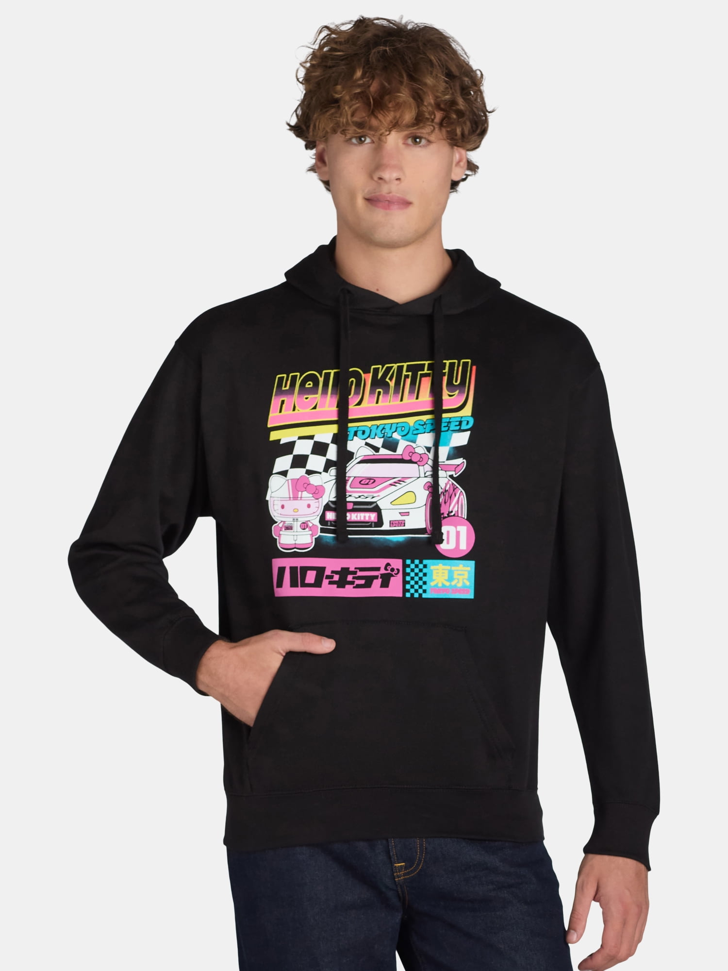 Hello Kitty Men's and Big Men's Tokyo Speed Graphic Hoodie Hello Kitty Men's and Big Men's Tokyo Speed Graphic Hoodie
