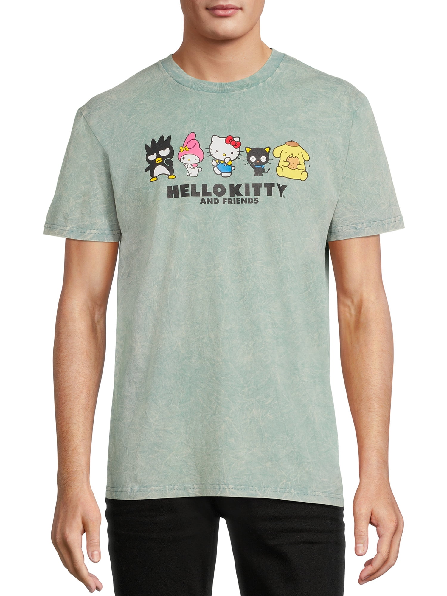 Hello Kitty Men’s Mineral Wash T-Shirt with Short Sleeves