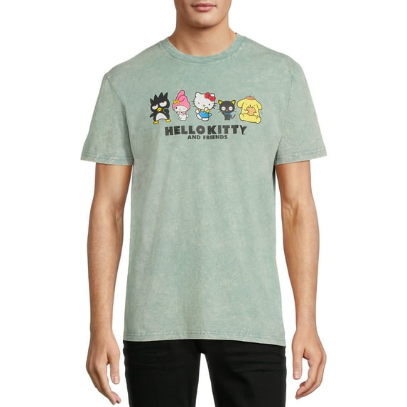 Hello Kitty Men’s Mineral Wash T-Shirt with Short Sleeves