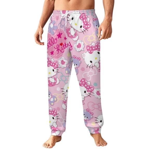 Hello Kitty Mens Joggers Sweatpants 3D Print Pants Novelty Graphic Trousers Casual Athletic Sports Joggers with Pockets
